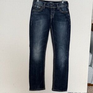 Silver Suki Dark Blue Straight Leg Women's Jeans